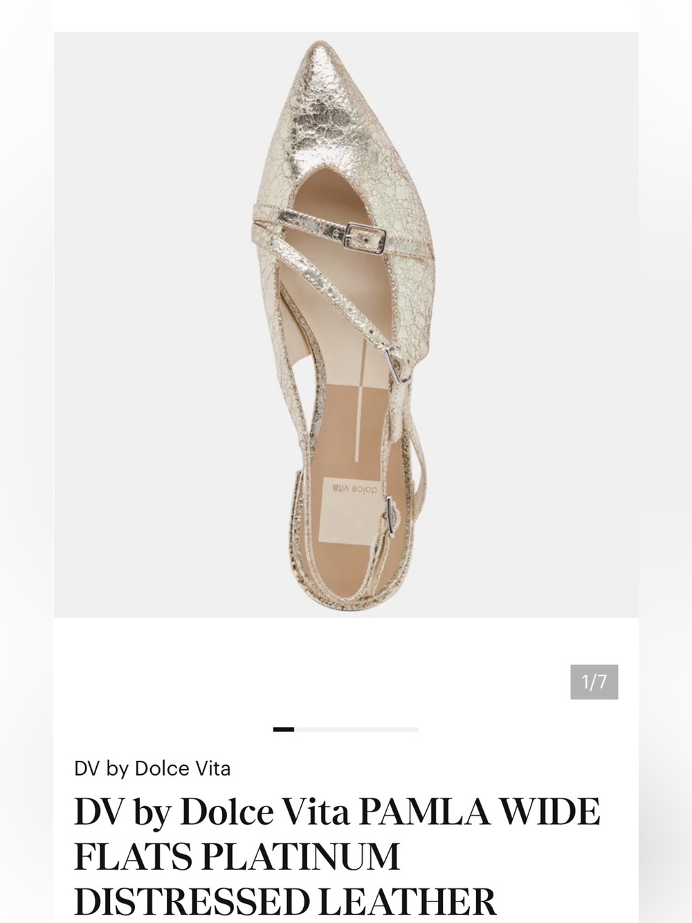 DV by Dolce Vita Metallic Platinum Pointed Mary Jane Flat